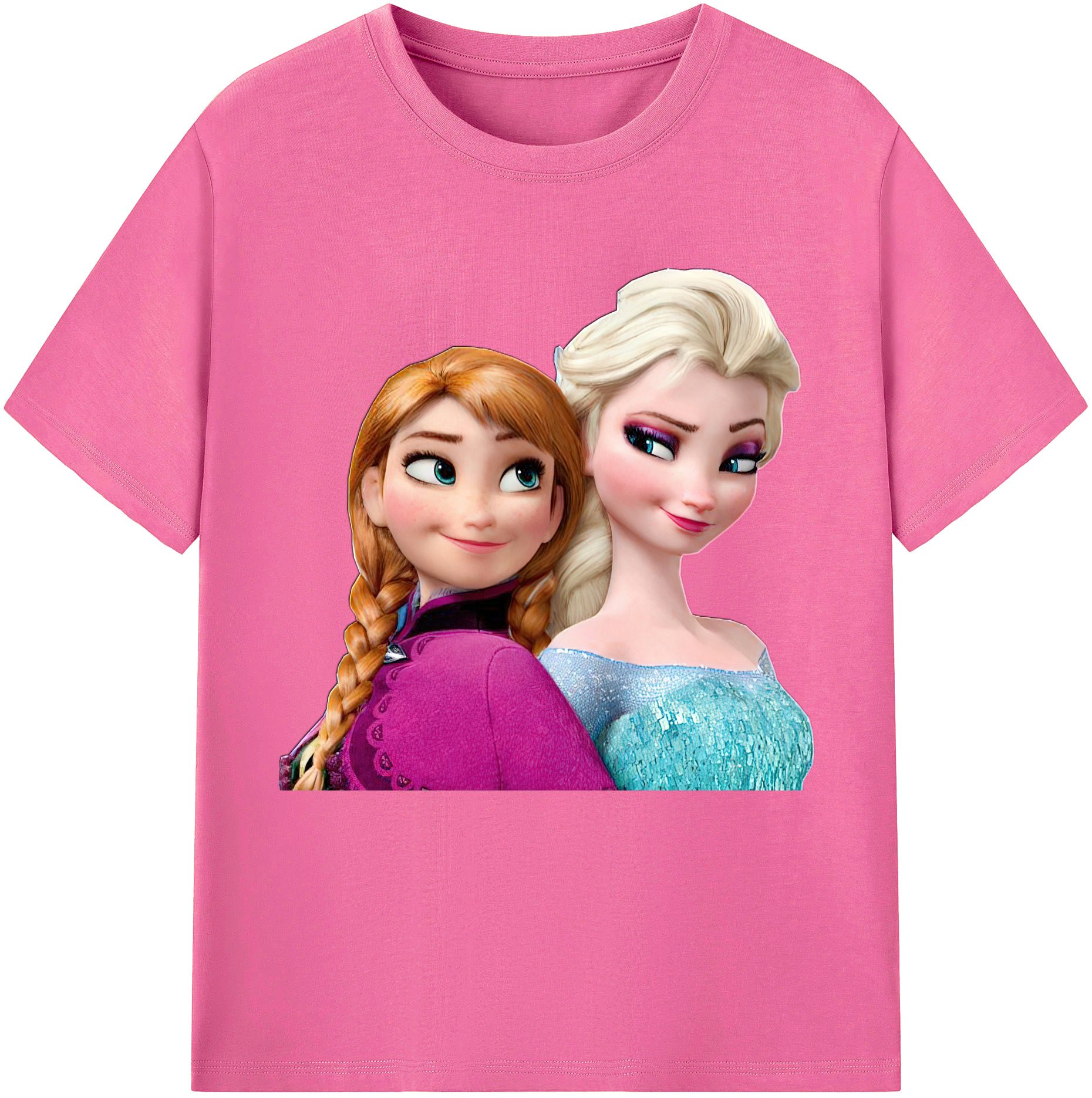 （画像用） アナと雪の女王 アンナ エルサ Frozen Anna Elsa レディースカジュアルプリントTシャツ（綿100％）